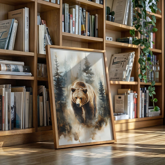 Majestic Bear Watercolor Print - Nature Wildlife Art - Gallery Canvas image 6