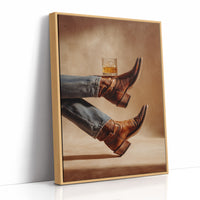 Whiskey Rest On Worn Leather