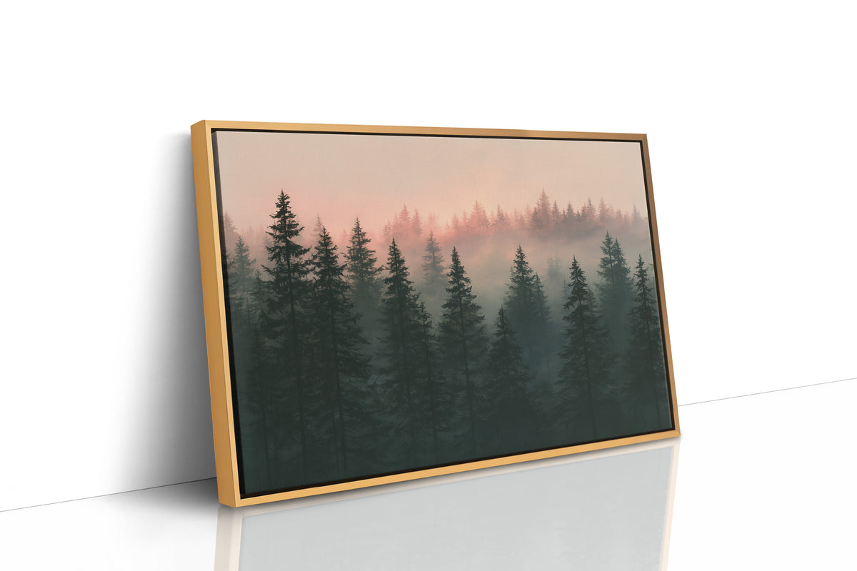 Pines Fading Into Fog