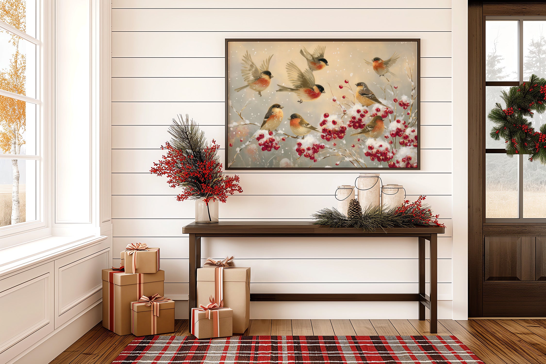 Winter Finches Find Crimson Berries