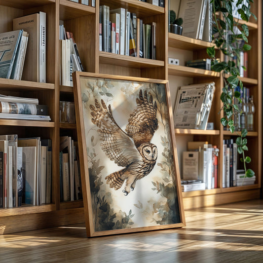 Majestic Owl Watercolor Print - Nature Wildlife Art - Gallery Canvas image 3
