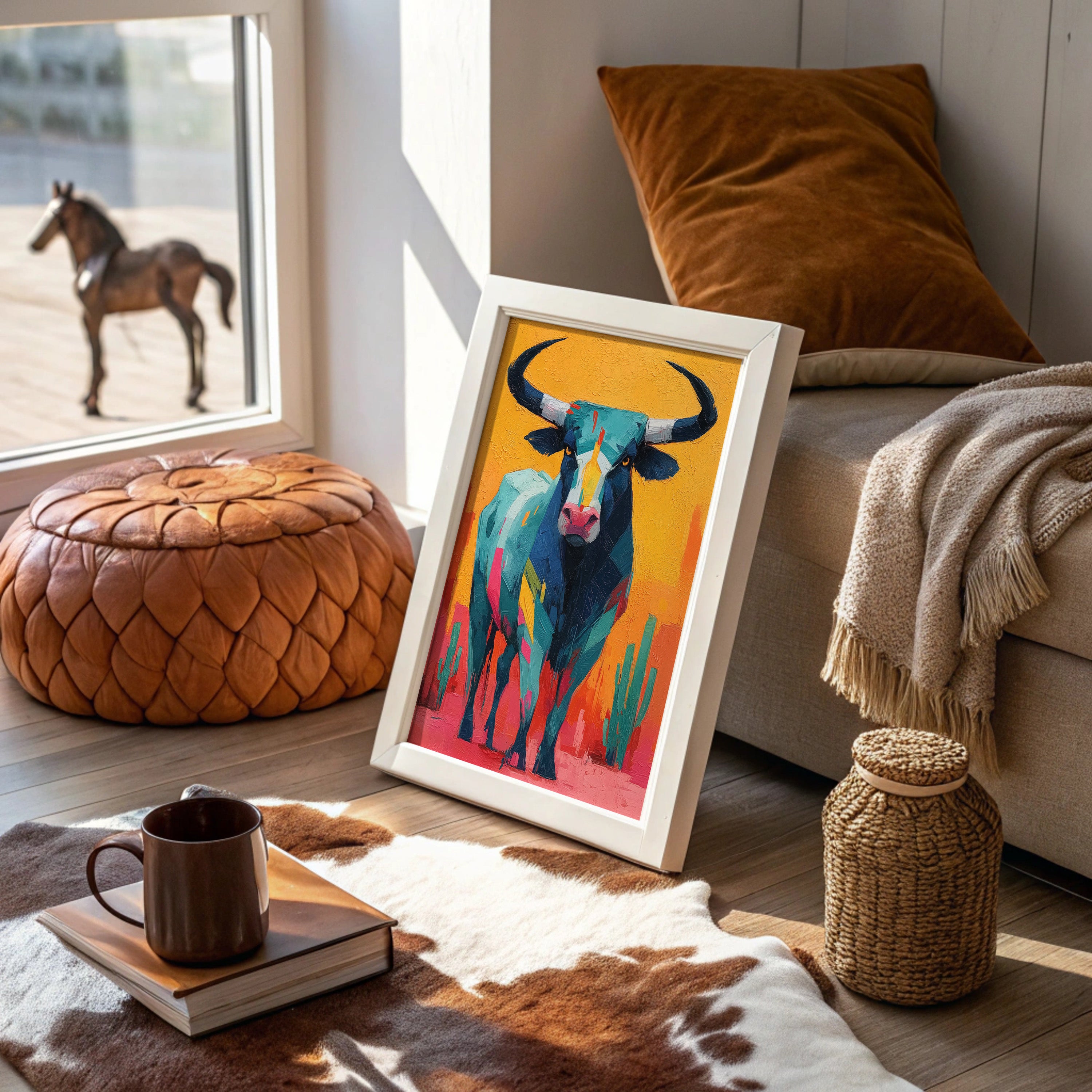 Turquoise Bull Meets Desert Dawn