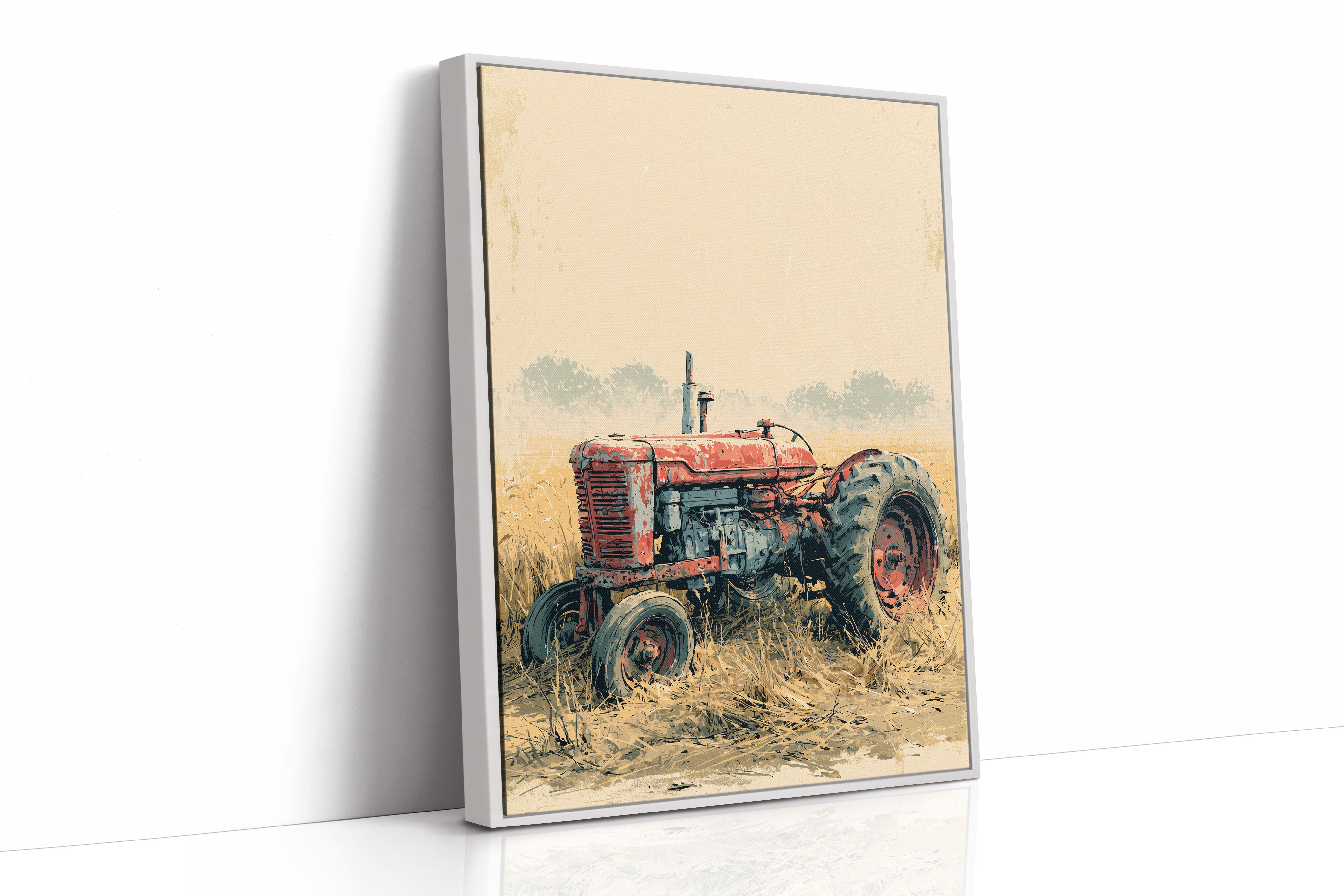 Rusted Red: Tractor at Rest in Golden Grass