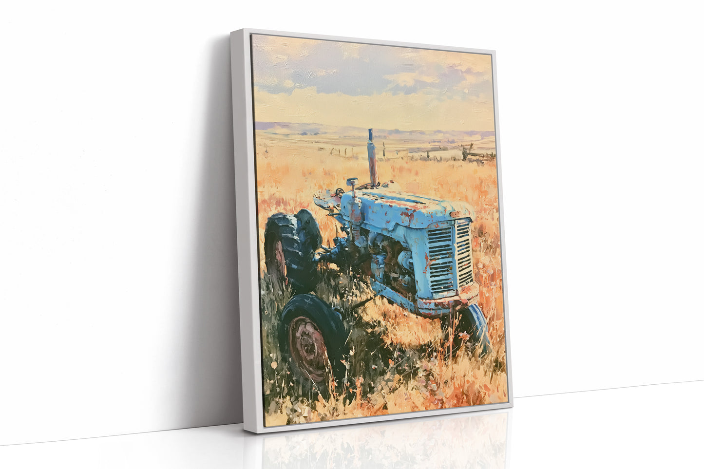 Old Blue: Sun-Kissed Tractor in the Prairie Grass