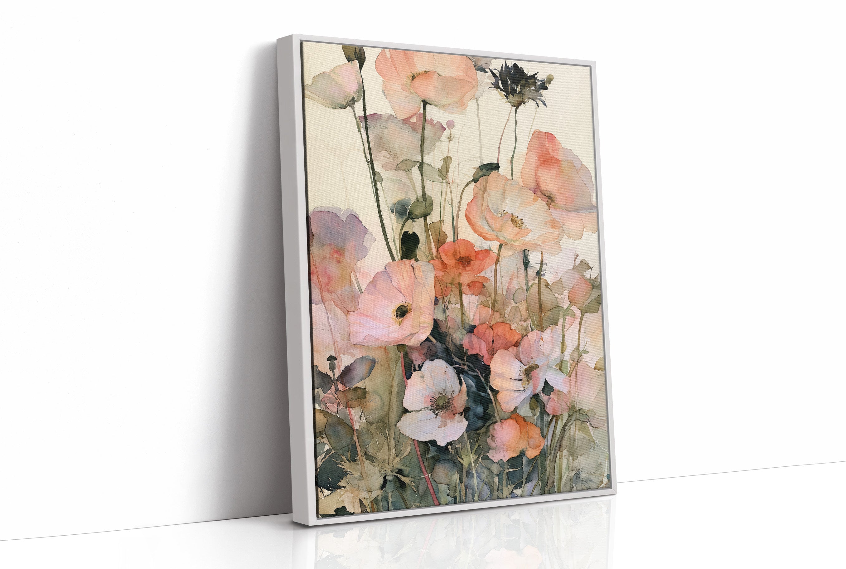 Poppies in Coral Wash