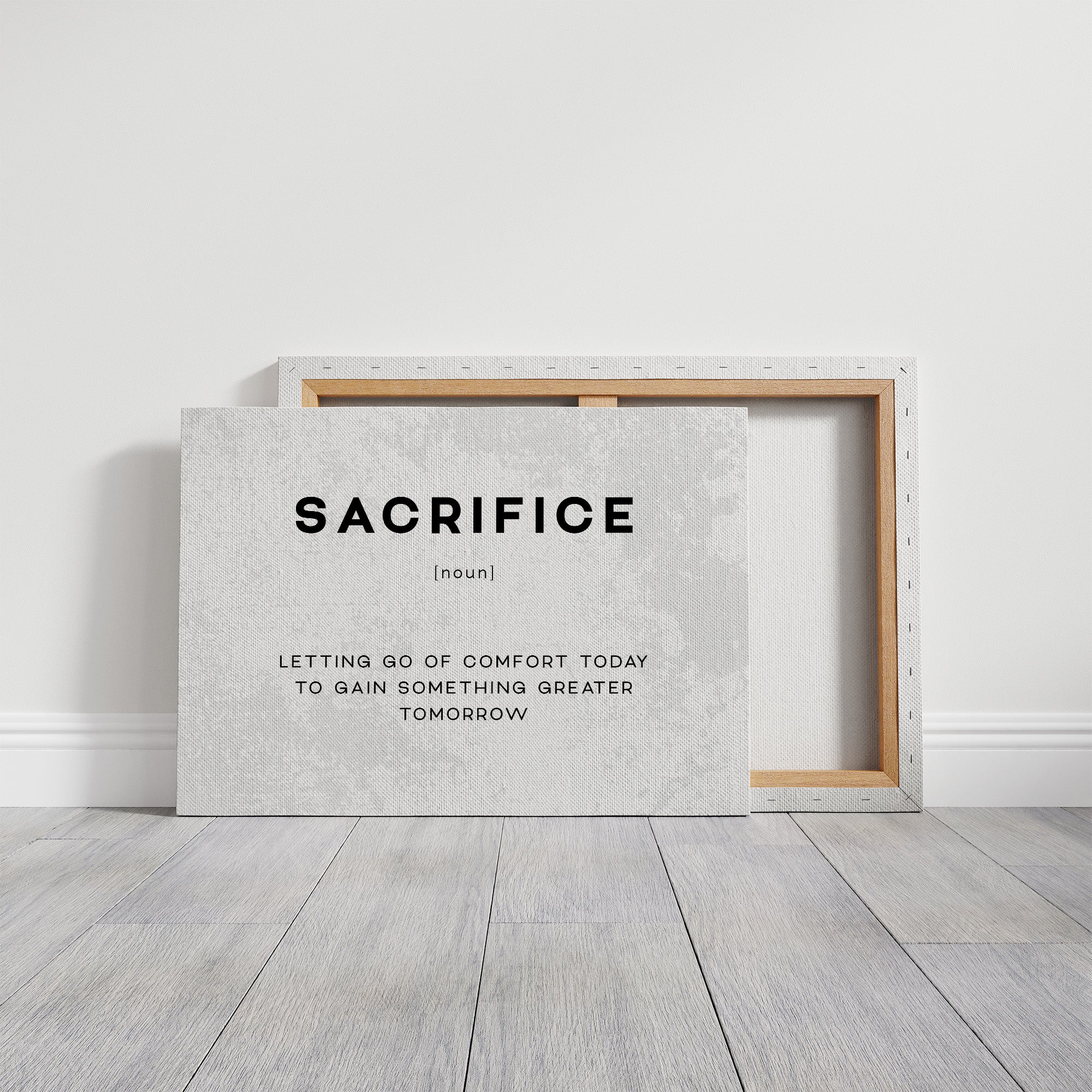 Sacrifice Definition Canvas Art | Bold Motivational Typography Print for Home Office, Gym or Entrepreneur Décor