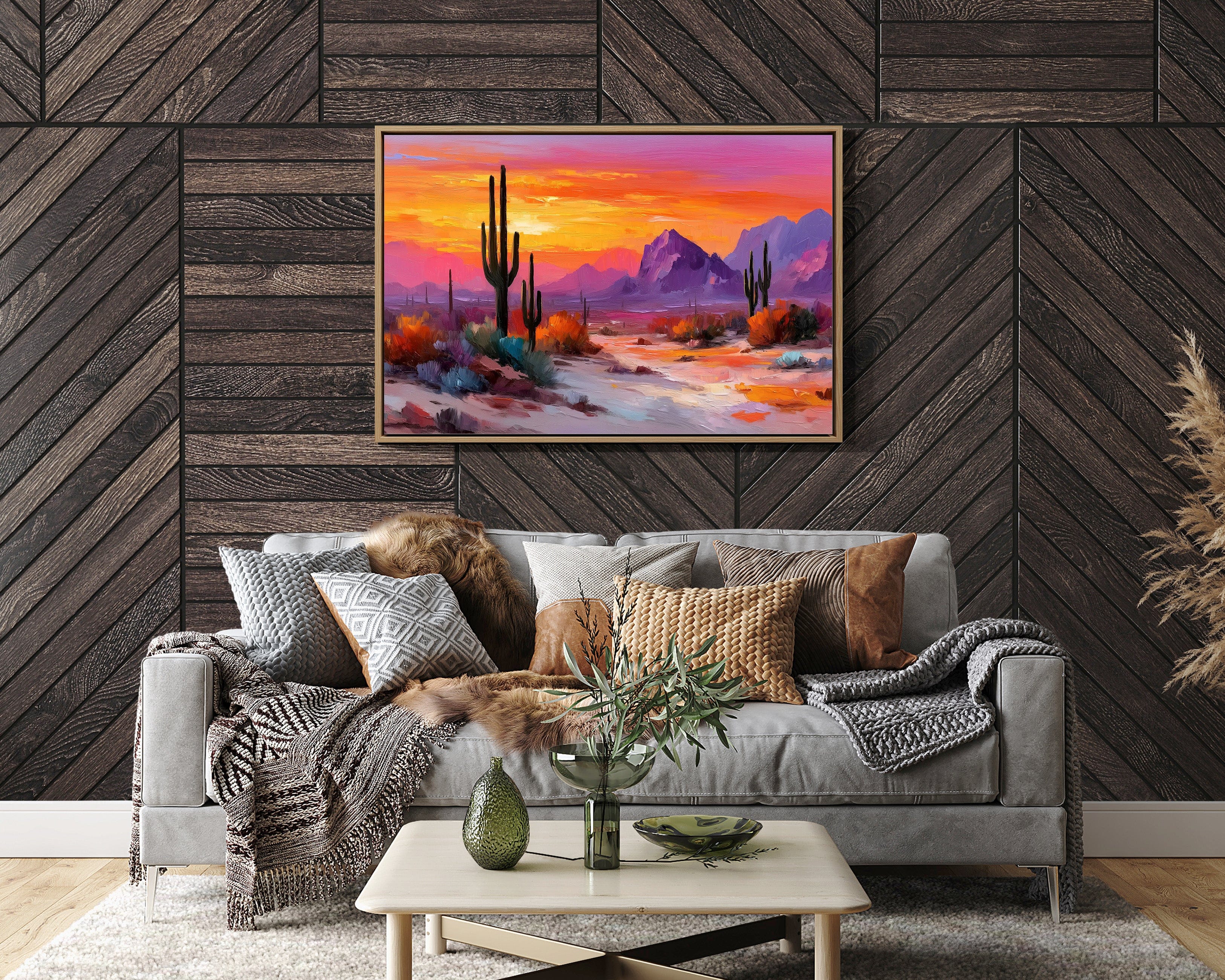 Saguaros Dance In Twilight Fire