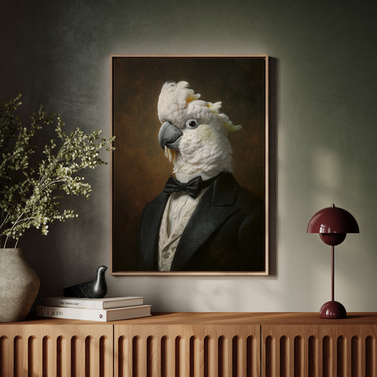 Dapper Cockatoo in Formal Attire