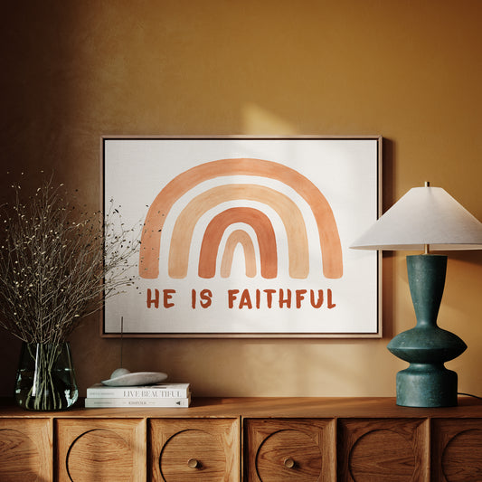 He Is Faithful Boho Rainbow