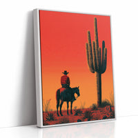 Rider at Dusk: Saguaro Silhouette