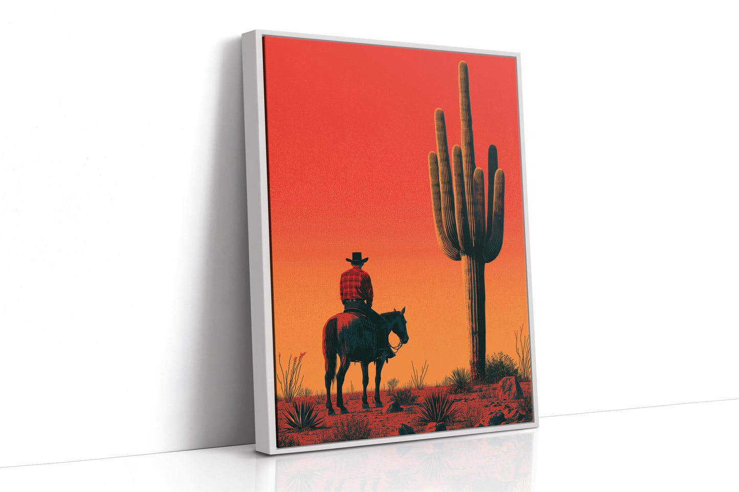 Rider at Dusk: Saguaro Silhouette