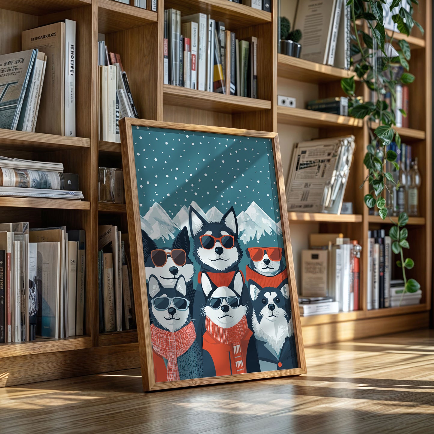 Cool Huskies Chase Winter Stars