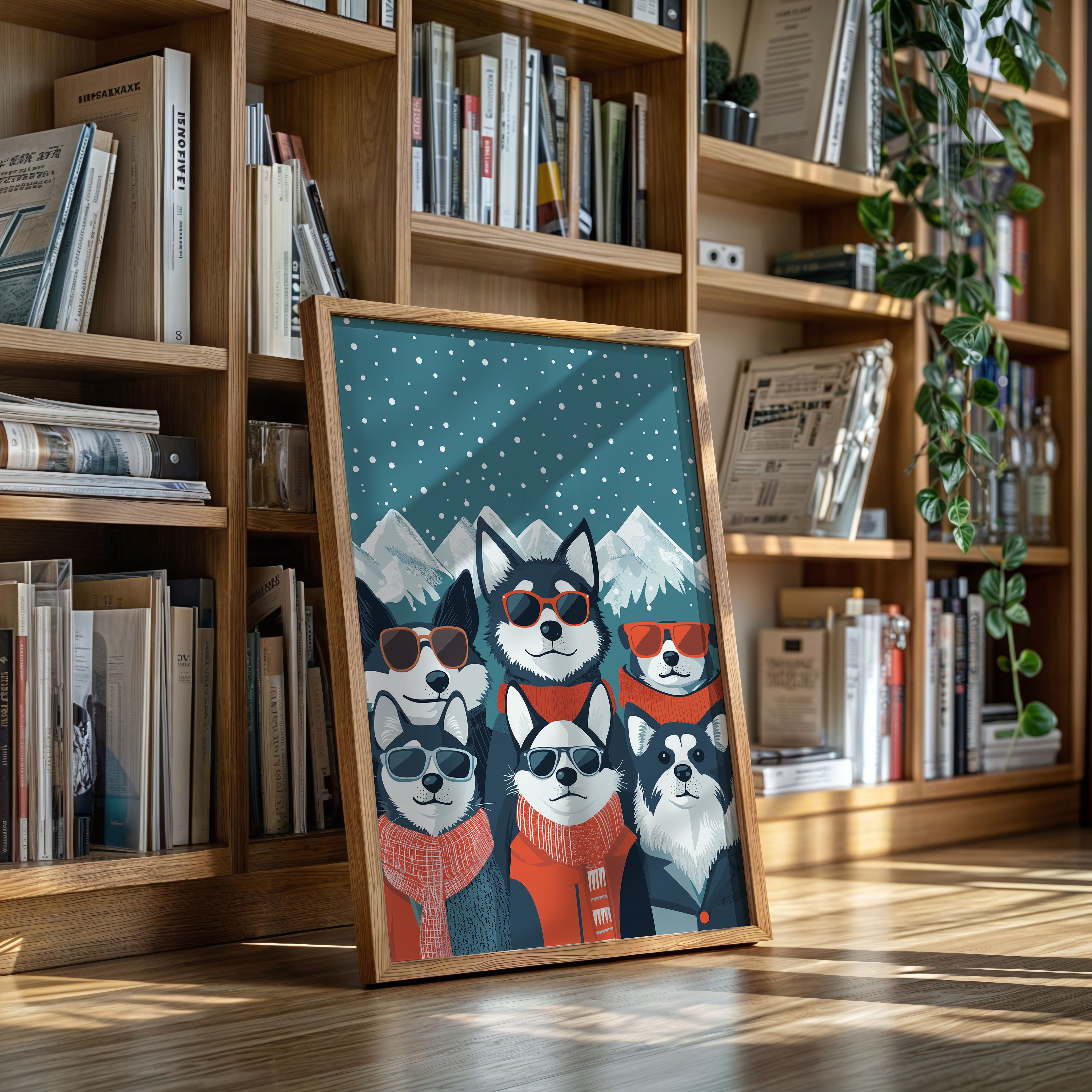 Cool Huskies Chase Winter Stars