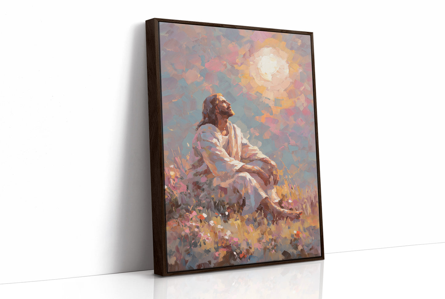Sunlit Prayer On Hillside Canvas