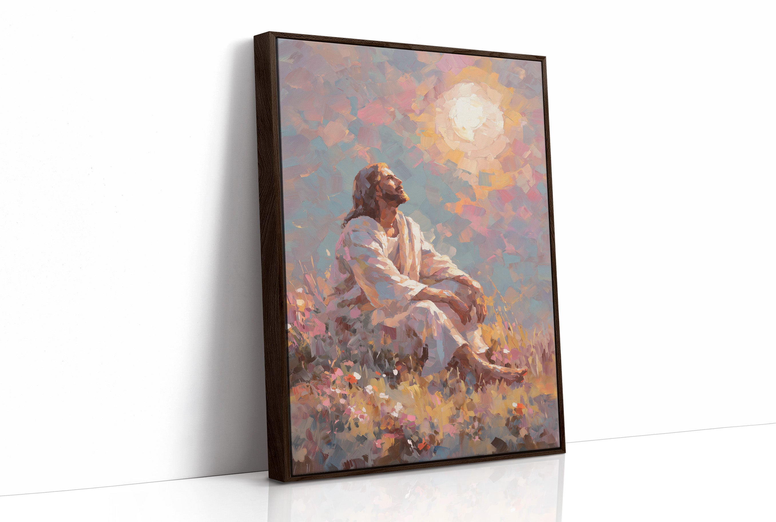 Sunlit Prayer On Hillside Canvas