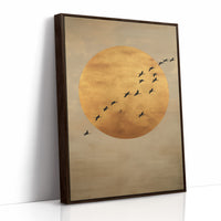 Birds Cross The Golden Moon Rise