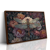 Iridescent Wings Among Blooming Peonies