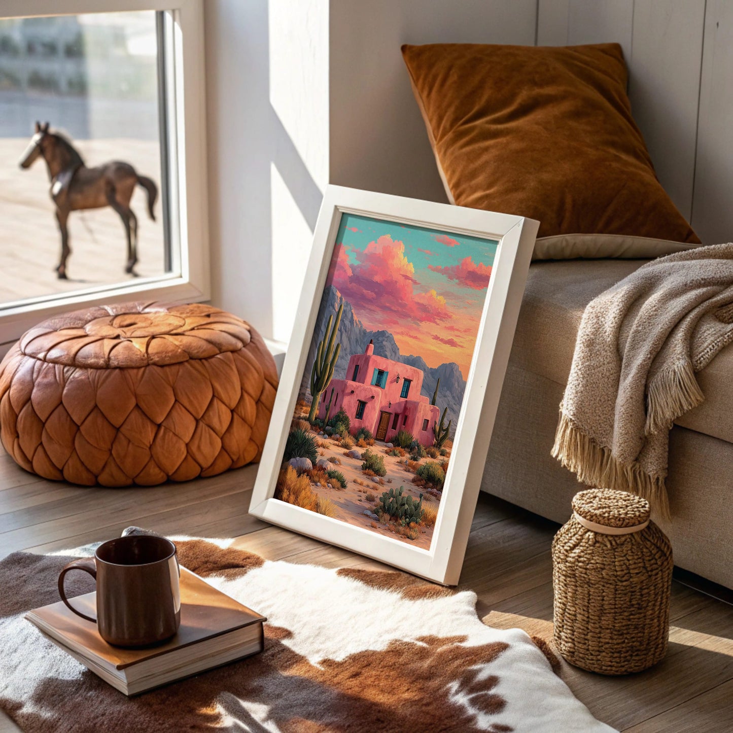 Pink Adobe Catches Desert Fire