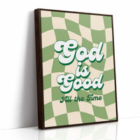 Retro Affirmations Wave Through Checkered Green