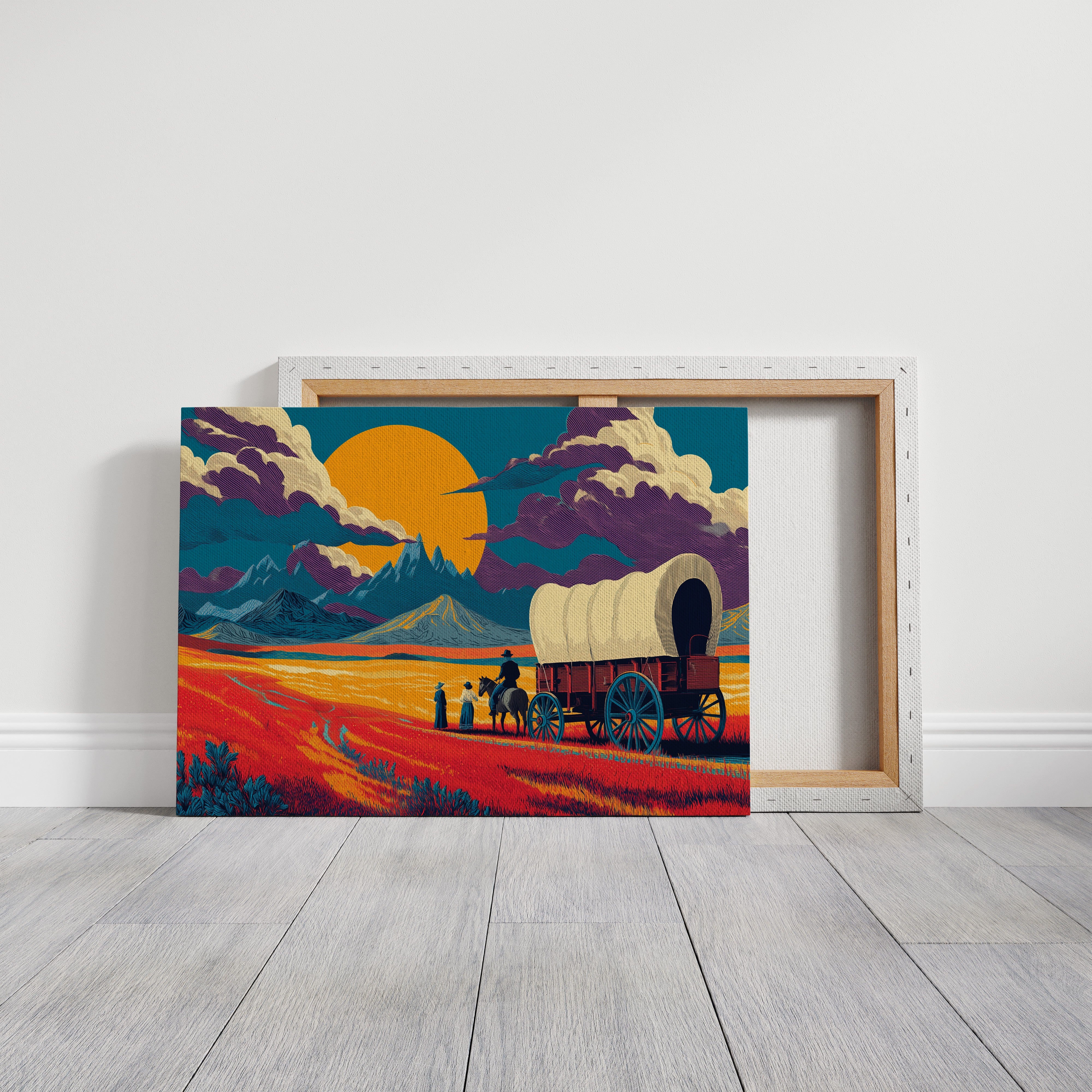 Prairie Wagons Chase Mountain Sunsets