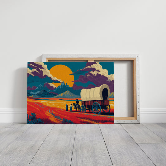 Prairie Wagons Chase Mountain Sunsets