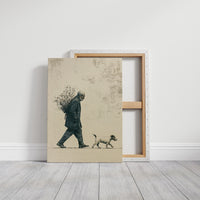 The Old Man Carrying Wildflowers — Blue Ink Screenprint