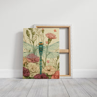 Dragonfly Among Carnations — Garden Bed Botanical Print