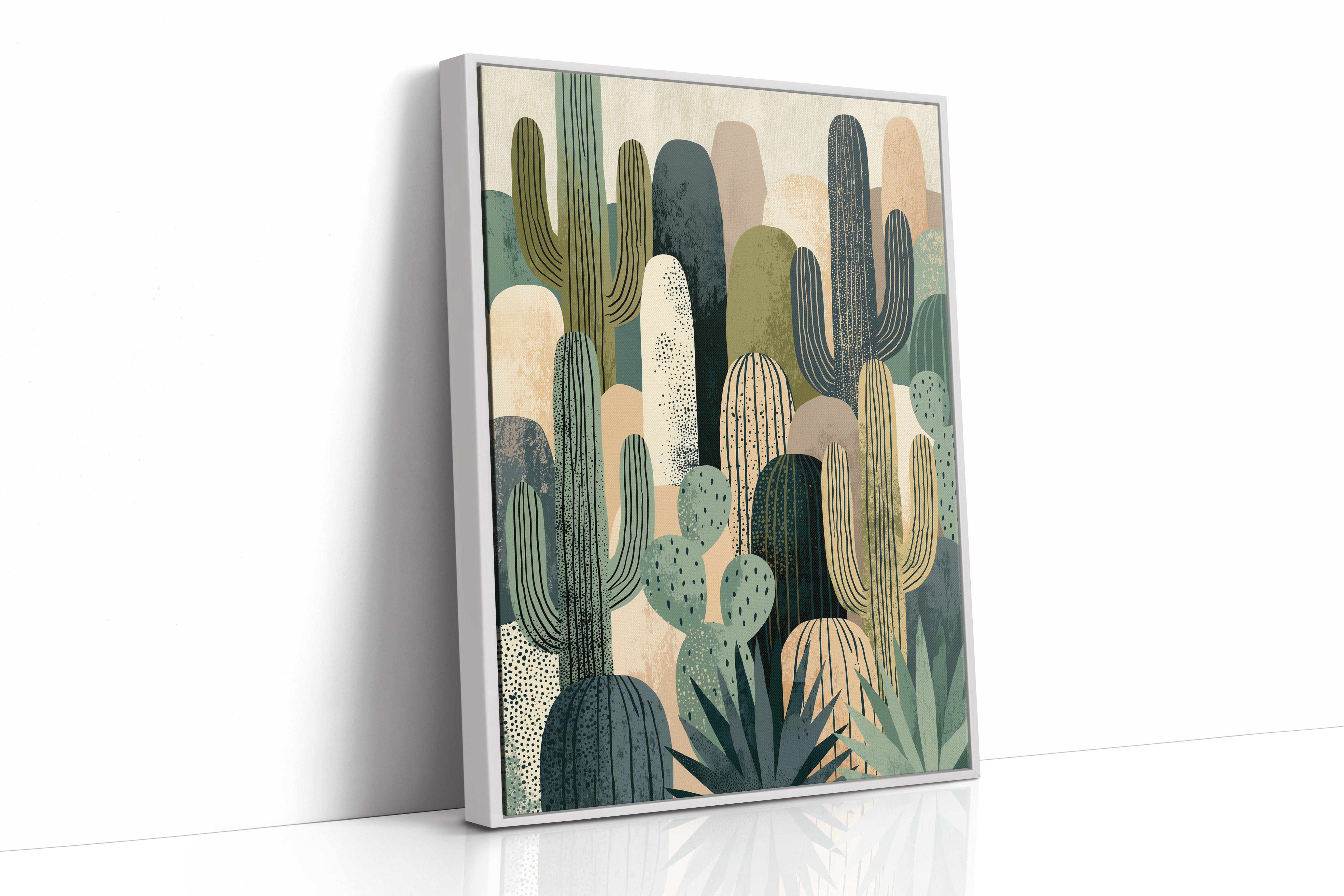 Desert Tapestry: Cactus Collage in Sand & Sage