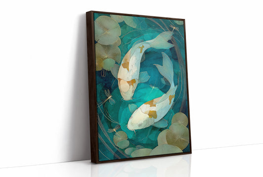 Koi Circle Through Lotus Depths