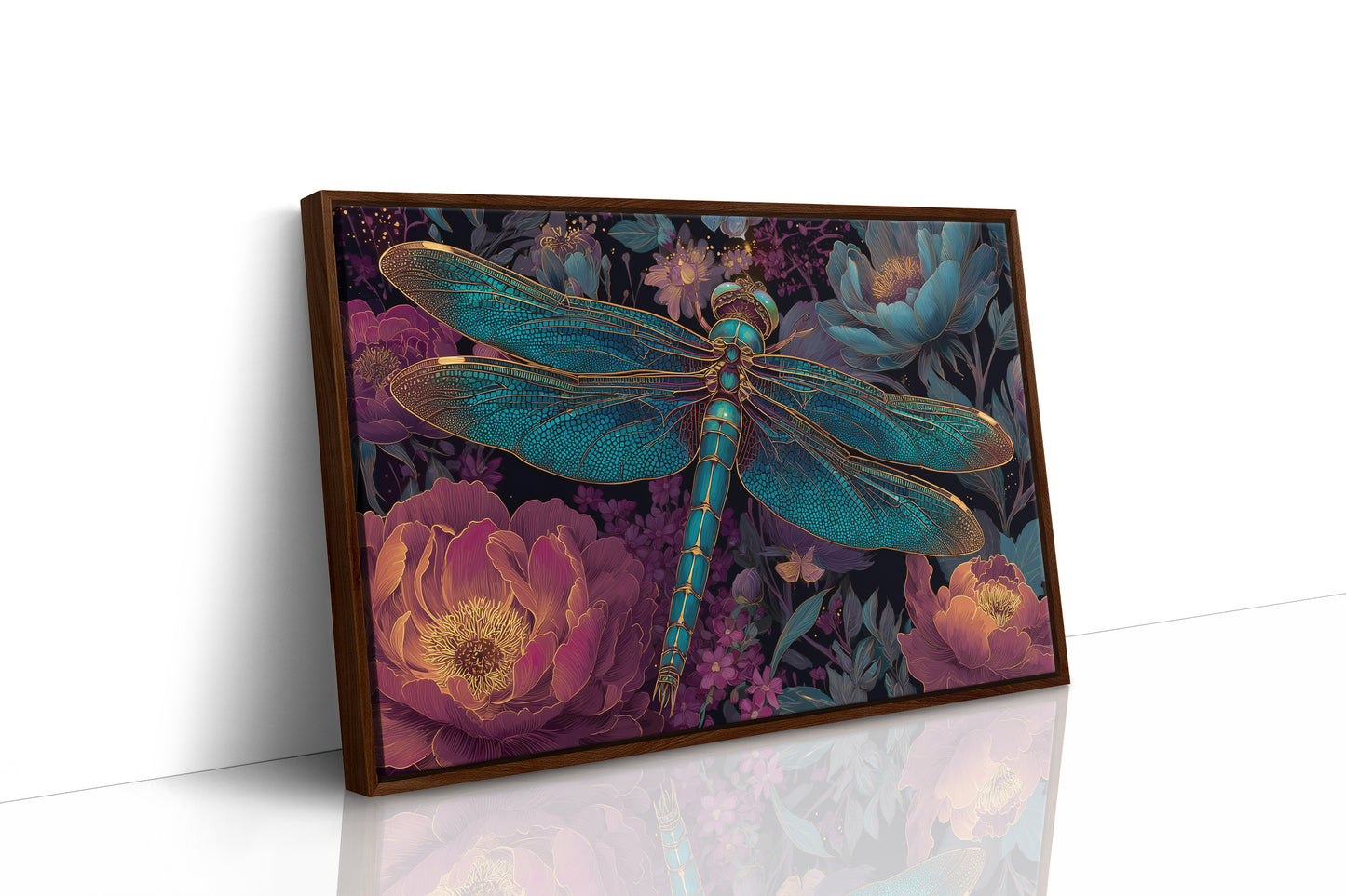 Iridescent Wings Among Midnight Blooms