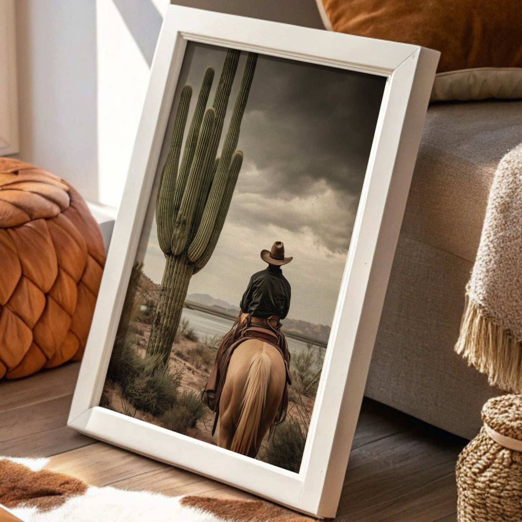 Saguaro Stands Watch At Sunset