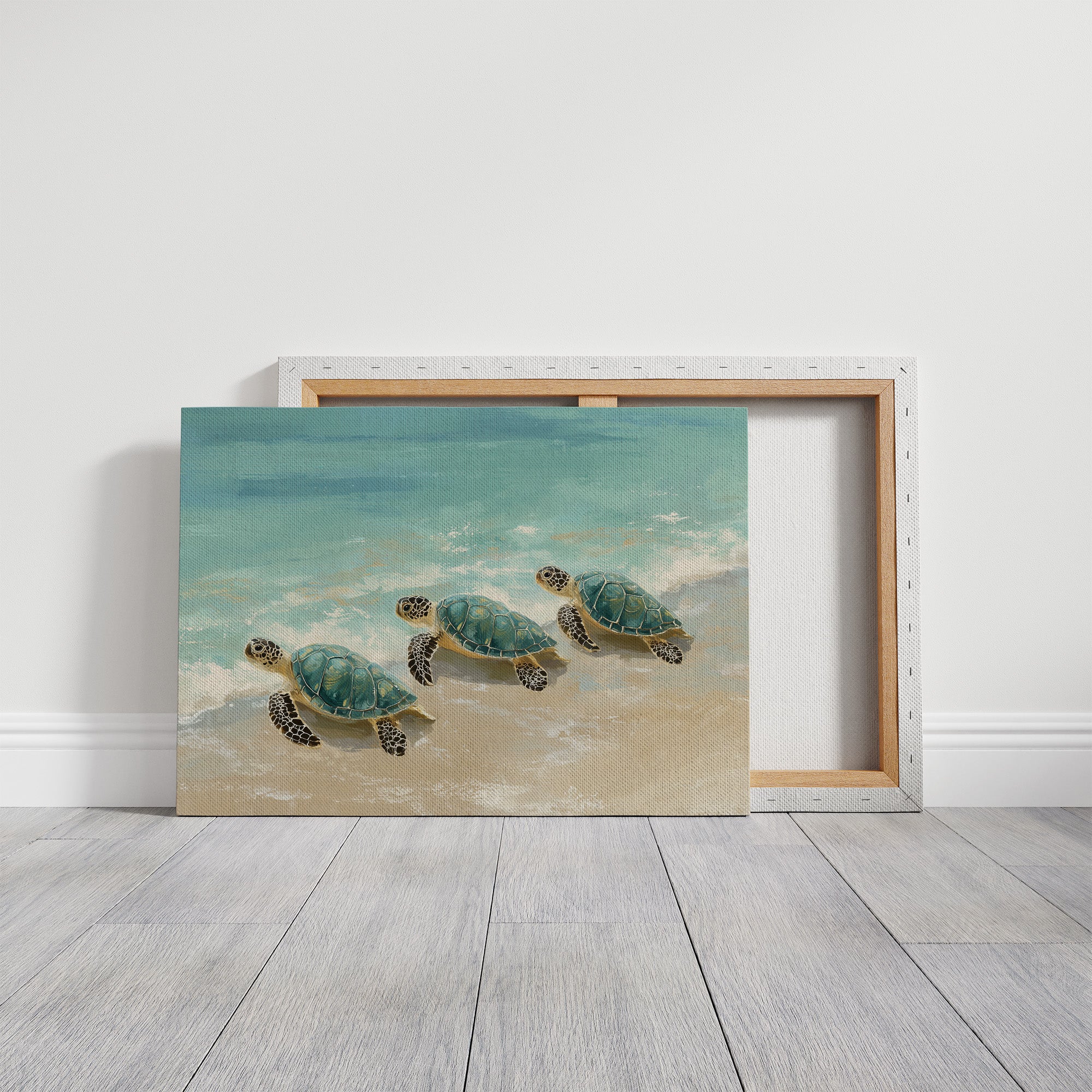 Sea Turtles Drift Through Turquoise