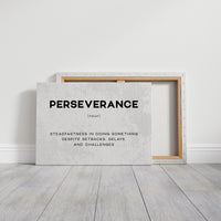 Perseverance Definition Canvas Art | Bold Motivational Typography Print for Home Office, Gym or Entrepreneur Décor