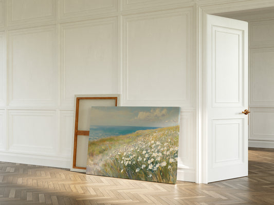 Coastal Daisies Dance Above Azure Waves