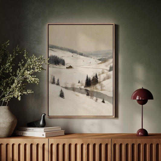 A Cabin Stands Amidst Winter's Embrace