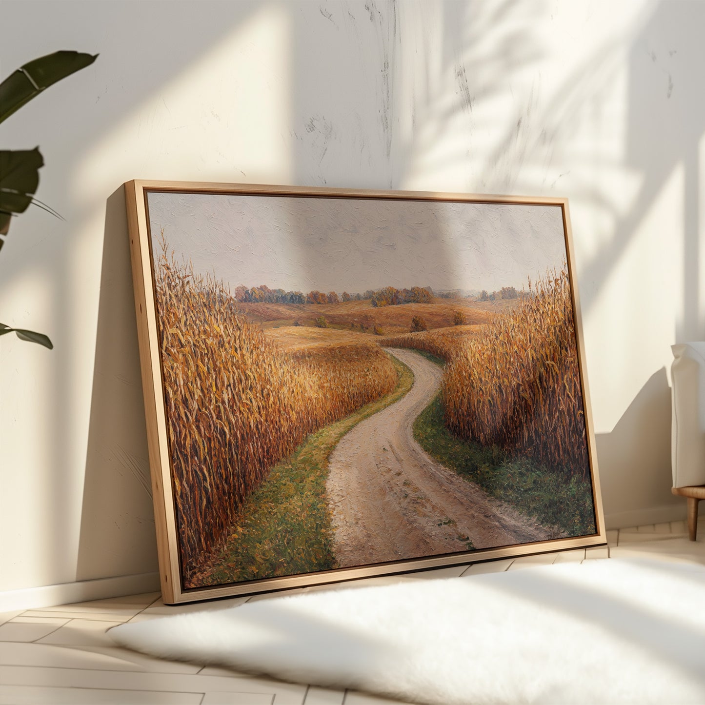 Harvest Path Winds Through Golden Fields