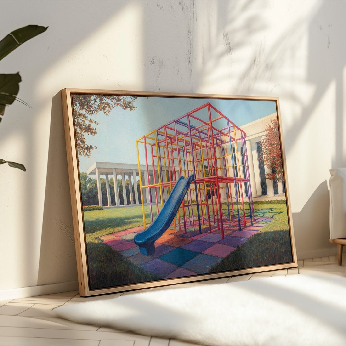 Childhood Colors Against Modern Lines