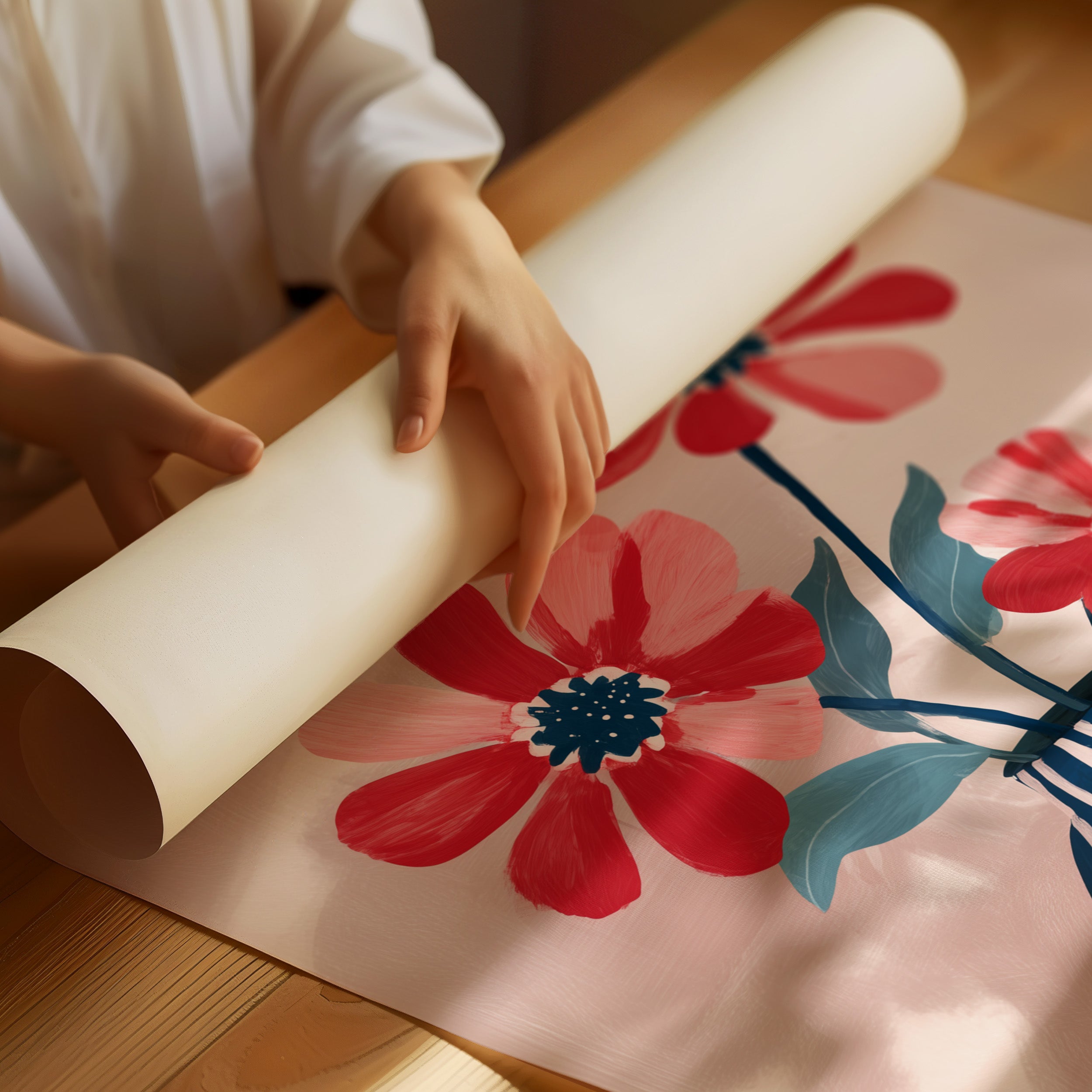 Petals in a Striped Vase
