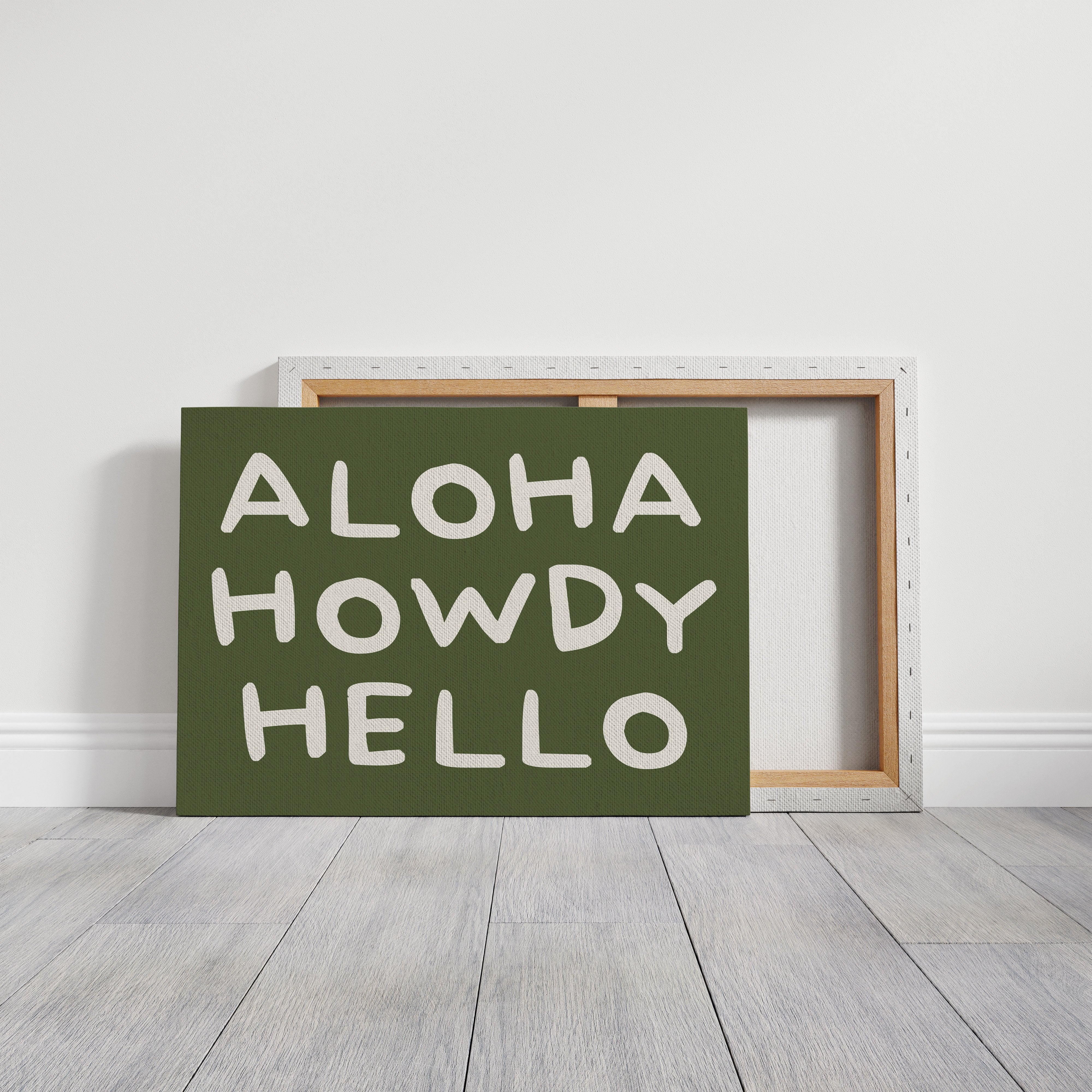 Greetings Bloom Against Olive Canvas