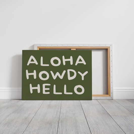 Greetings Bloom Against Olive Canvas