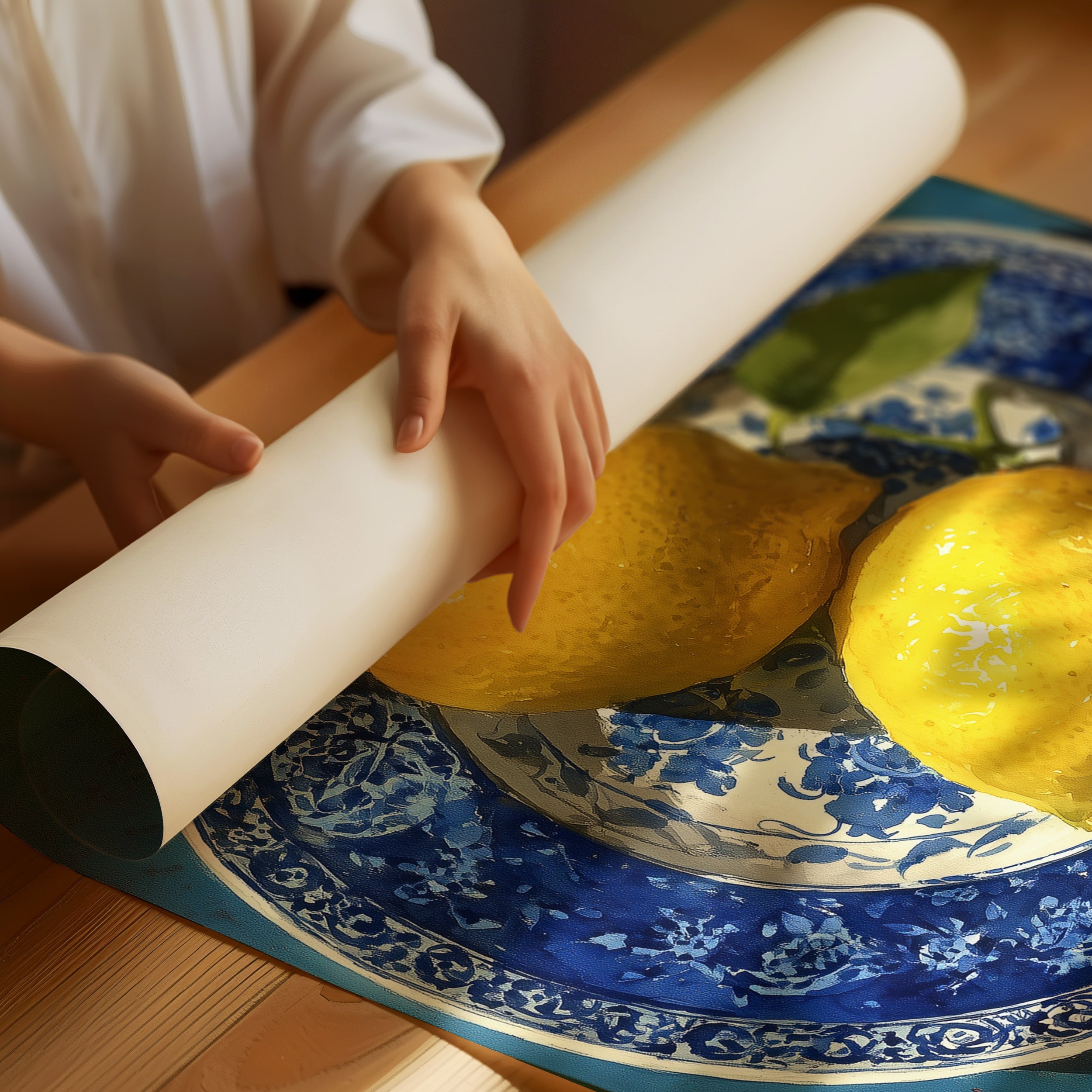 Lemons on Indigo Porcelain