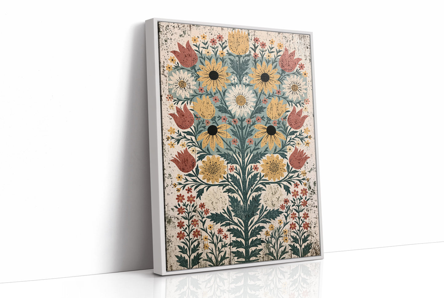 Black-Eyed Susans on Weathered Wood