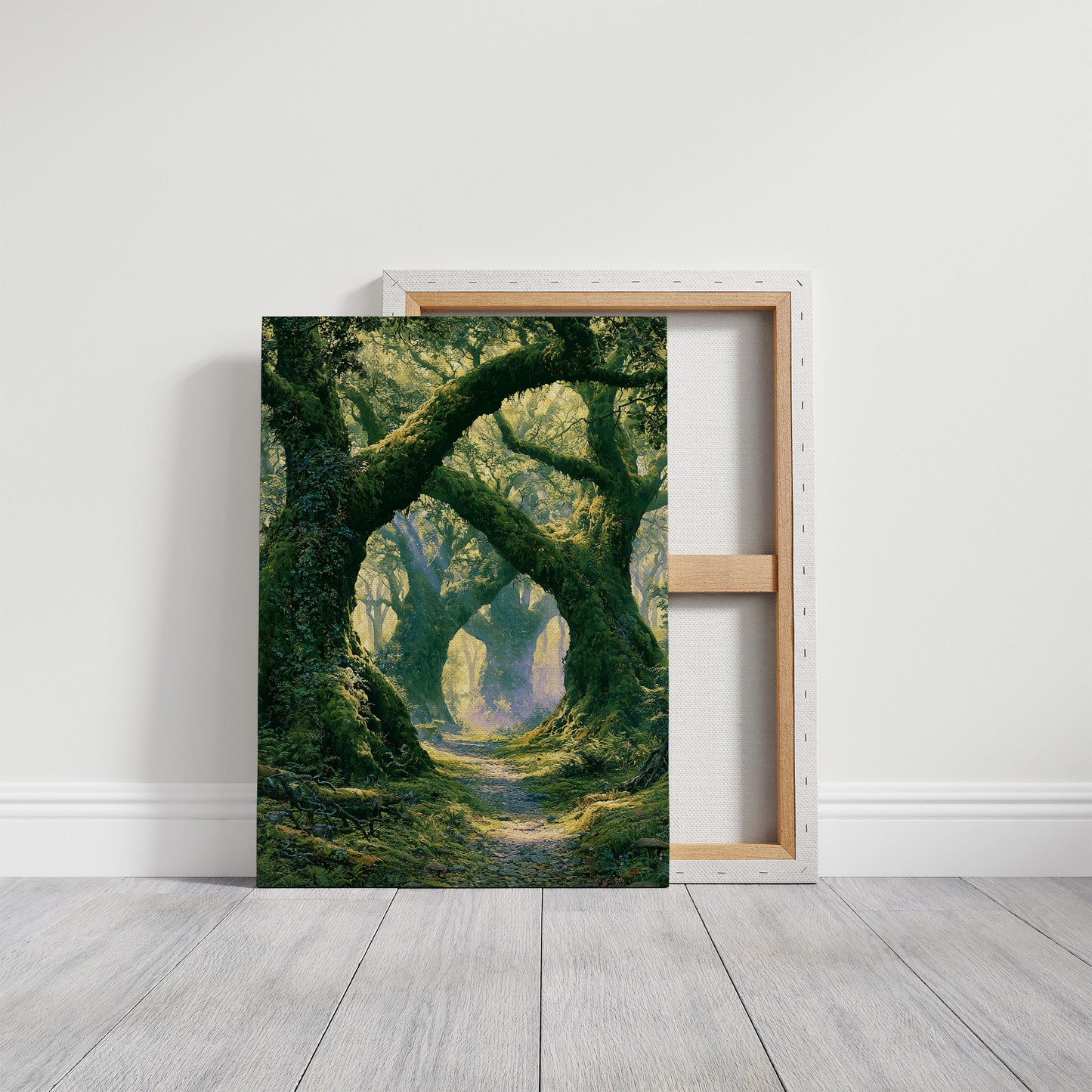 The Mossy Archway — Lavender Mist Forest Path Painting