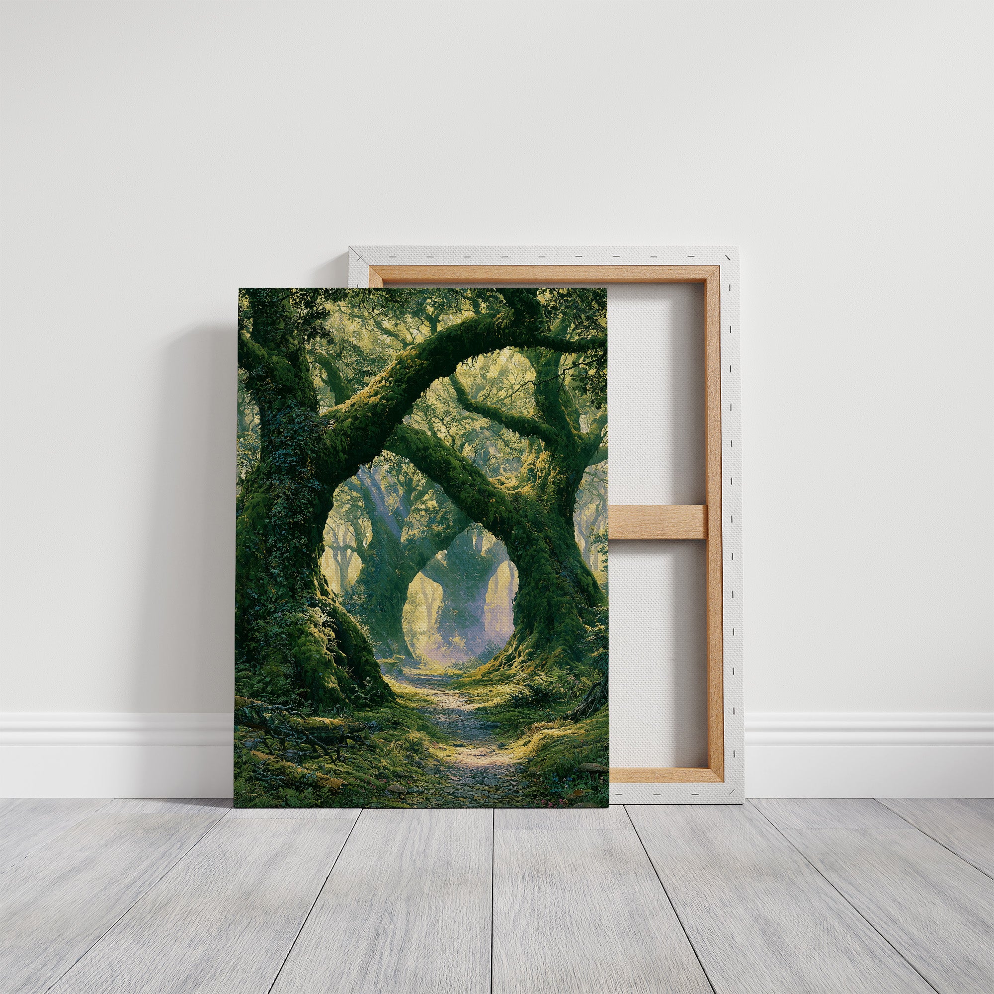 The Mossy Archway — Lavender Mist Forest Path Painting