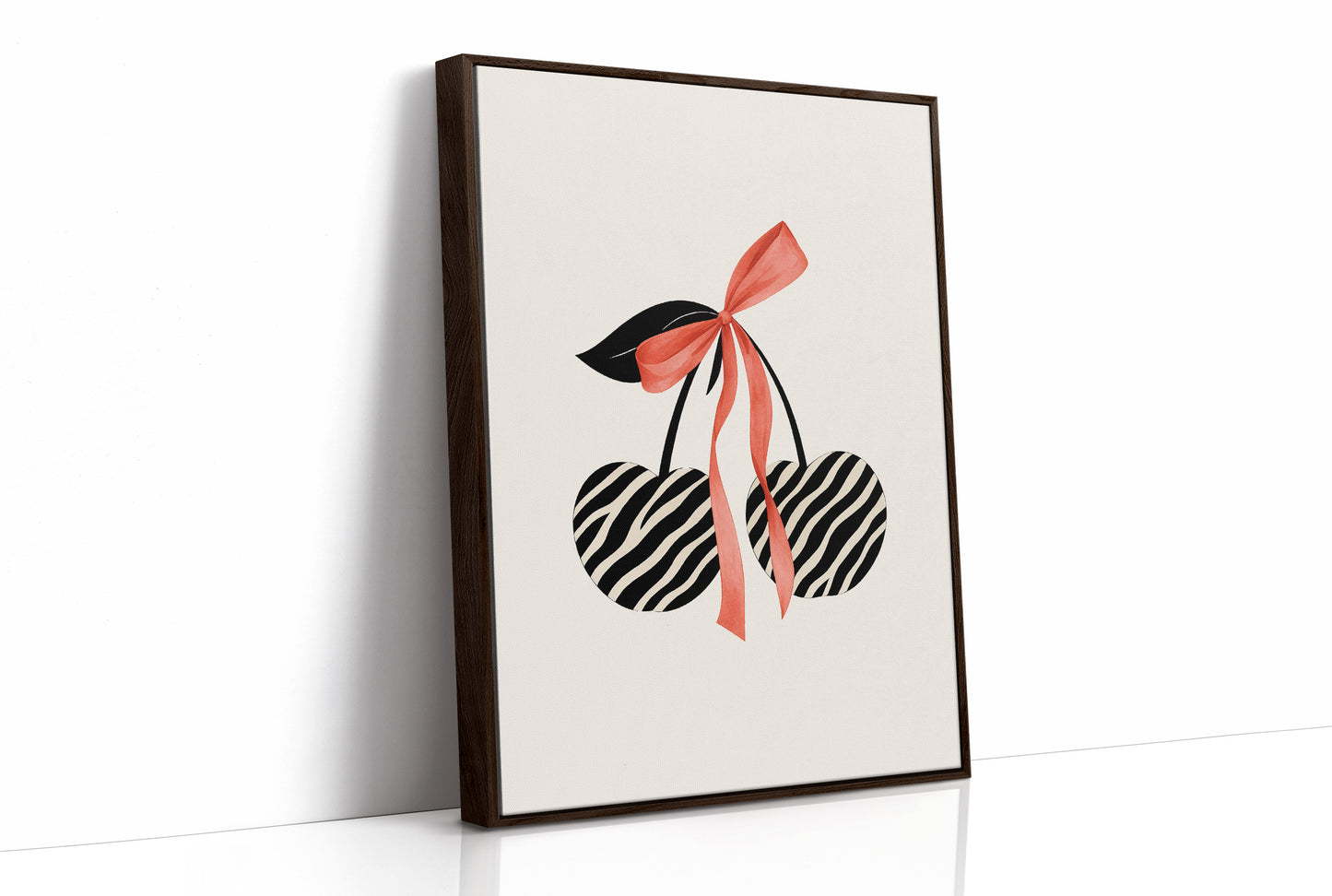 Zebra Cherries Tied With Coral Silk