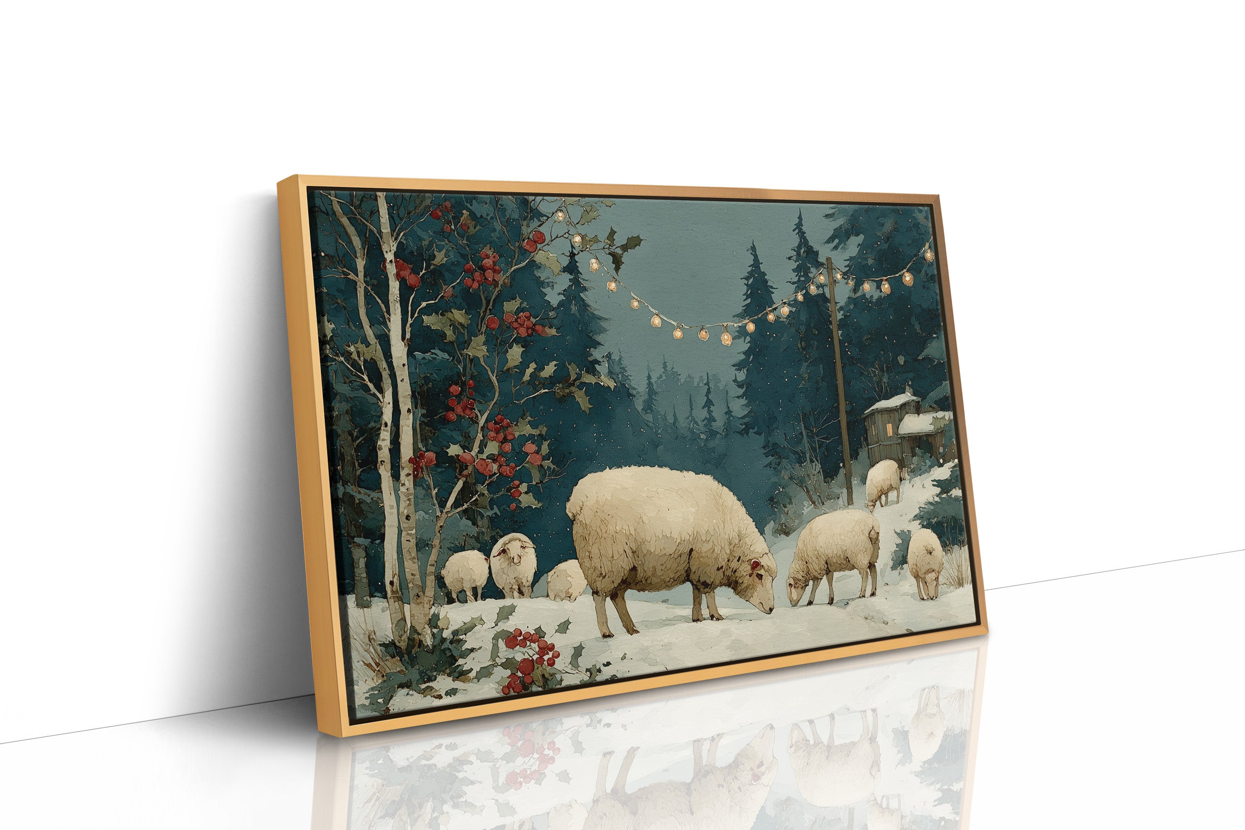 Sheep Under Winter Lights