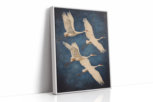 Graceful Flight – Vintage Crane Wall Art, Elegant Nature-Inspired Home Decor
