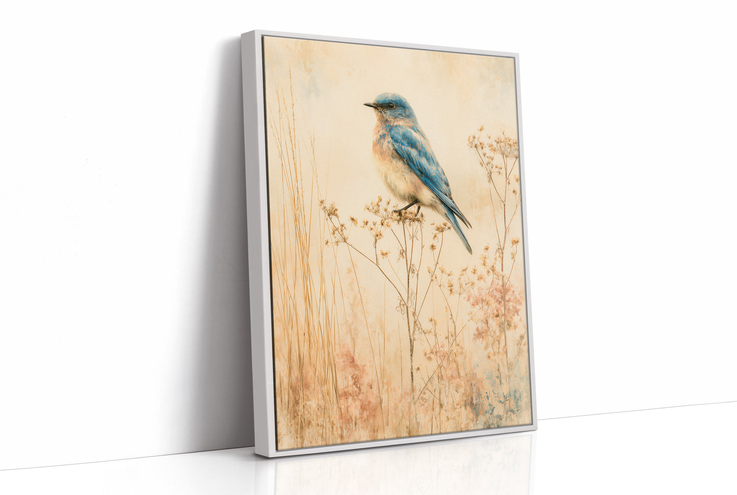 Bluebird in the Dried Wildflowers