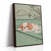 Peaceful Pup Among Cherry Blossoms