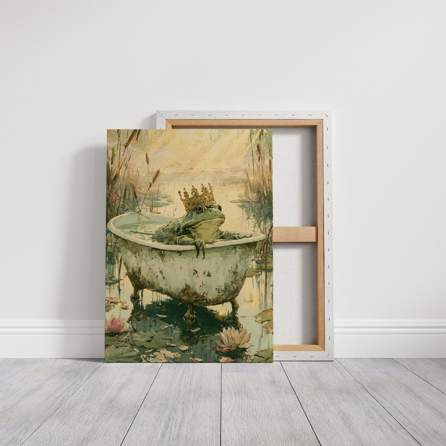 The Frog Prince's Bath — Golden Hour Pond Painting